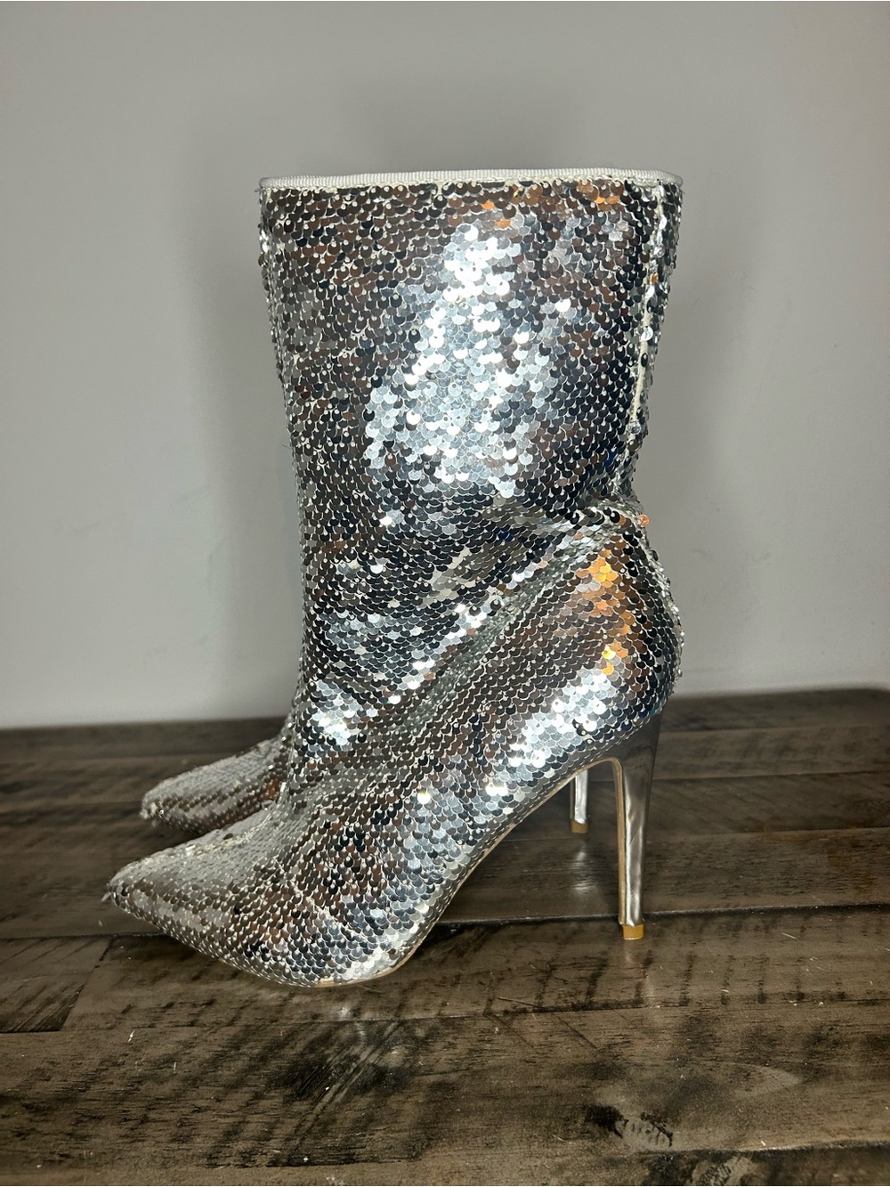 Cape Robbin Silver Sequin High Heel Boots
